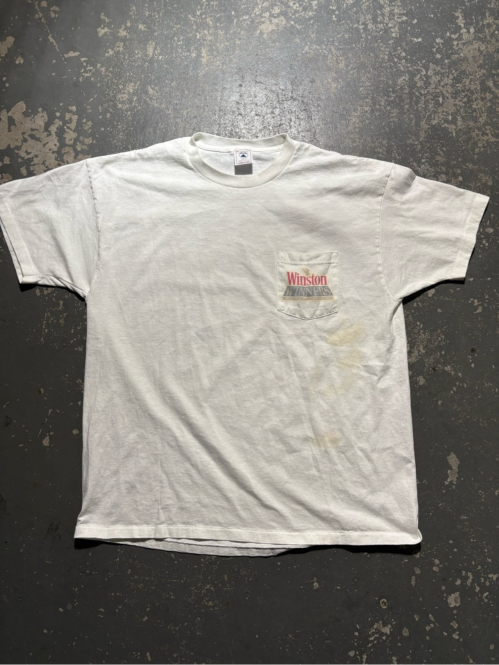 Delta White Short Sleeve Pocket Tee with Red Pocket Logo